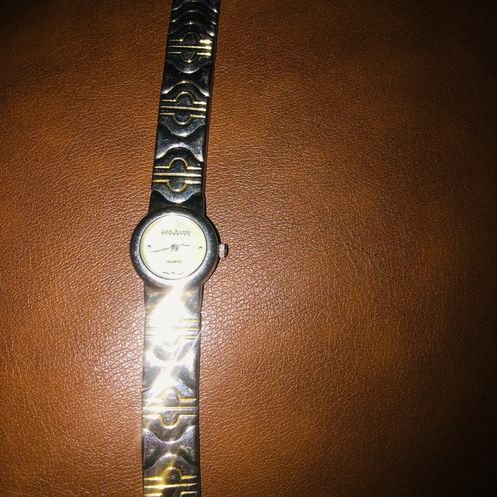 Gold And Silver Watch With Patterned Band Gold And Silver Watch With Patterned Band